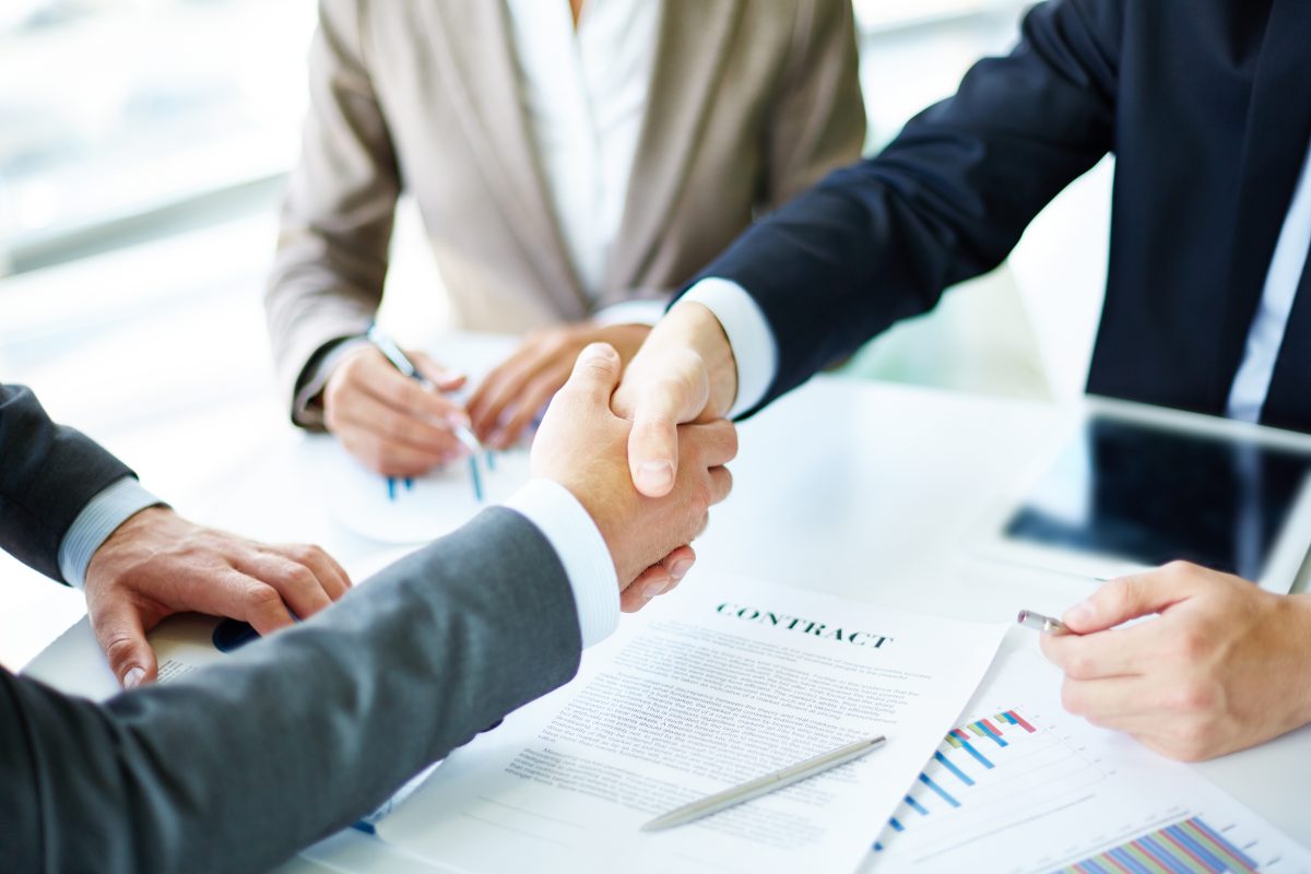 Consultants closing an engagement with a founder